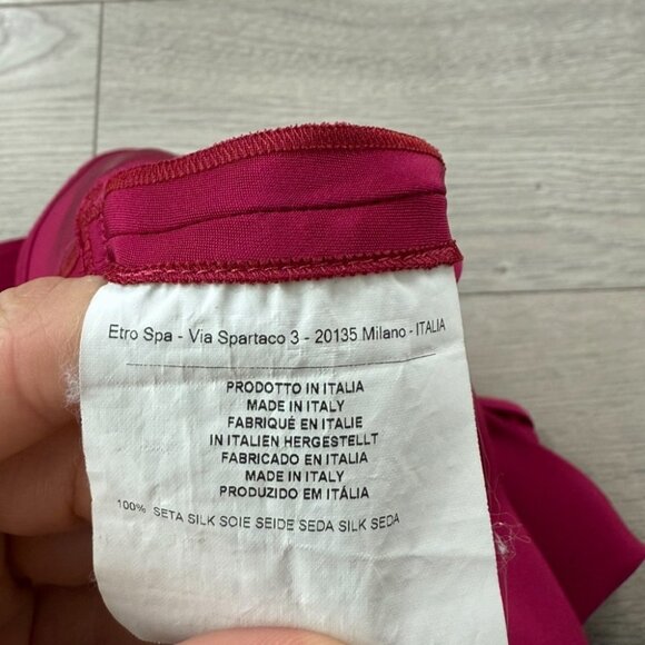 Etro Magenta 100% Silk V-neck Sleeveless Blouse Top - Picture 6 of 8